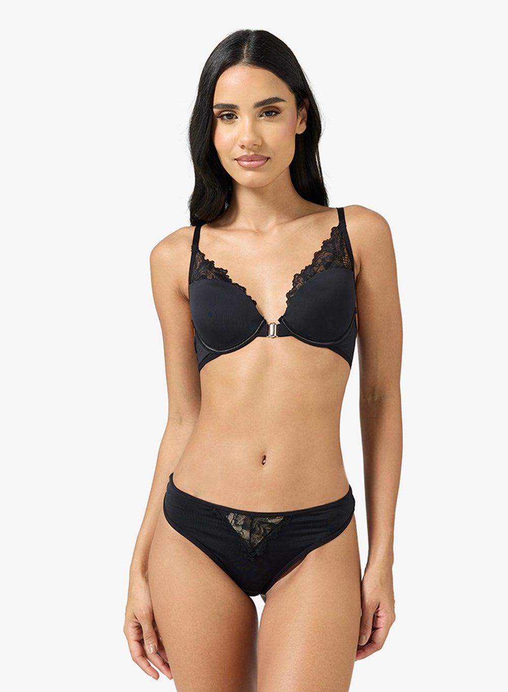 J2509 Black Lace Bra & Brief Set - Image 1