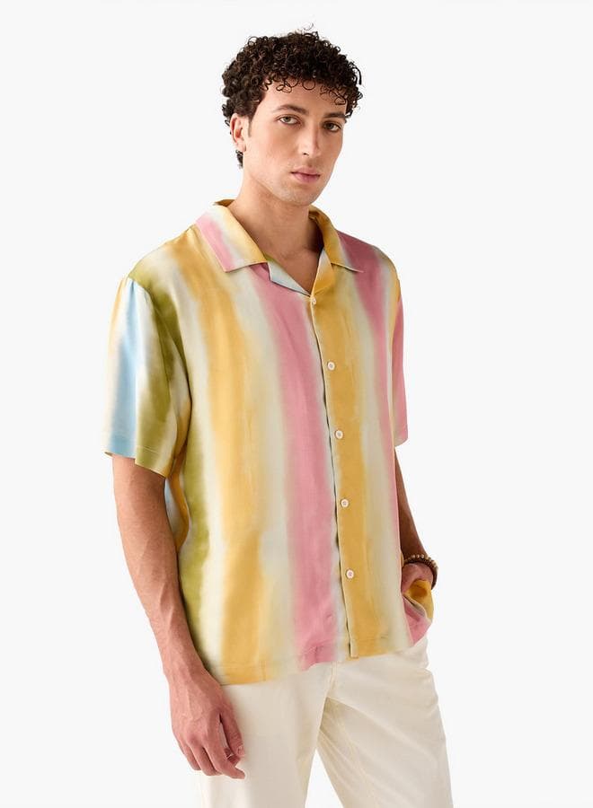 Iconic Striped Viscose Camp Collar Shirt - Image 1