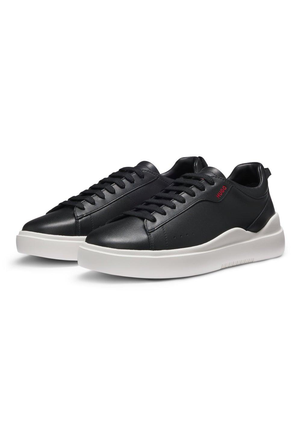 HUGO Leather Trainers 50499261001 with Red Logo - Image 1