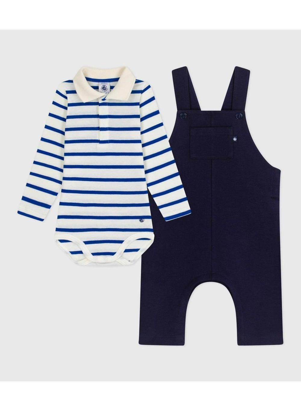 Baby Boys Cotton Dungaree & Bodysuit Gift Set - Image 1