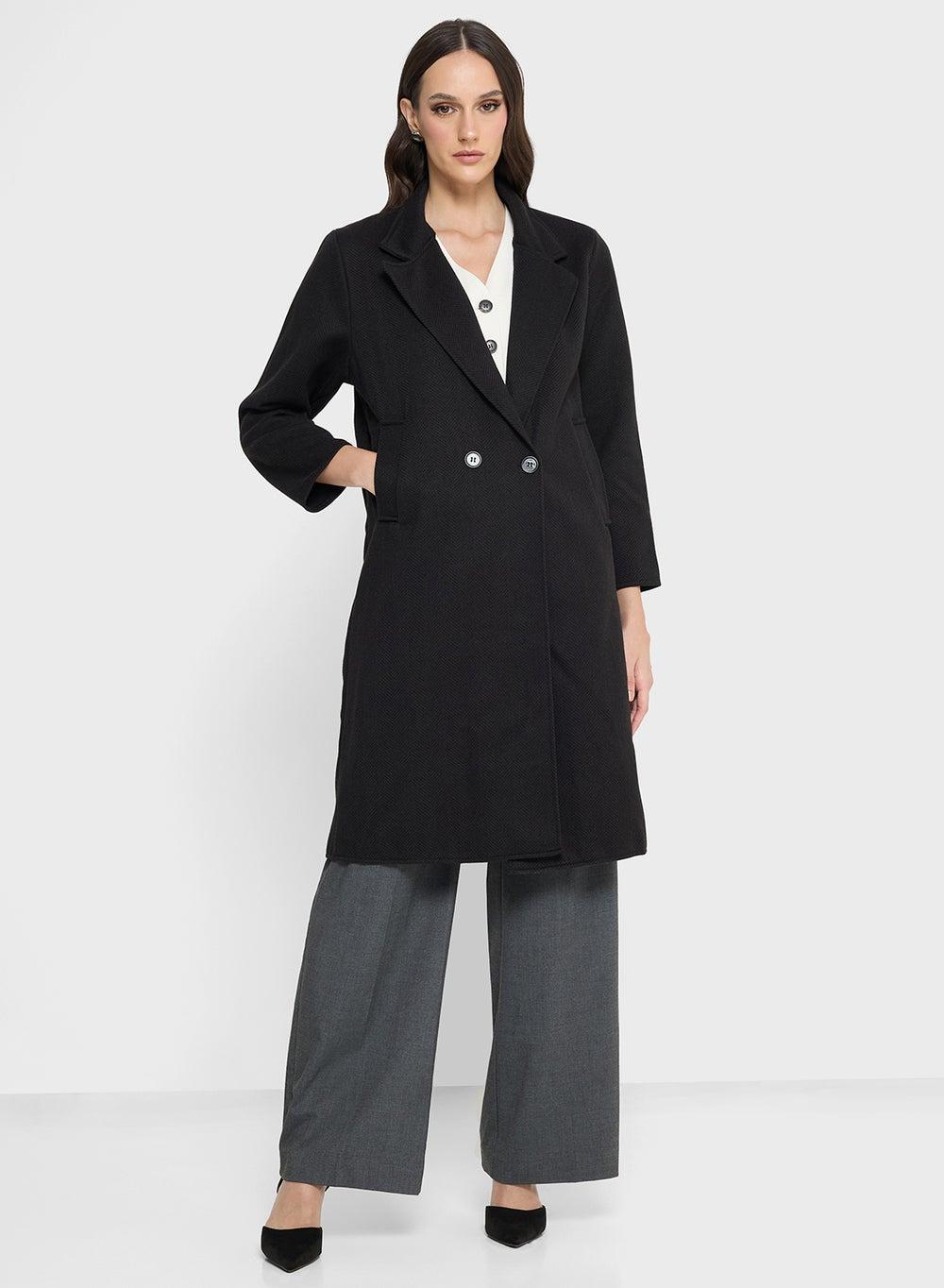 Black Mid-Length Over Coat M50002 - Image 1