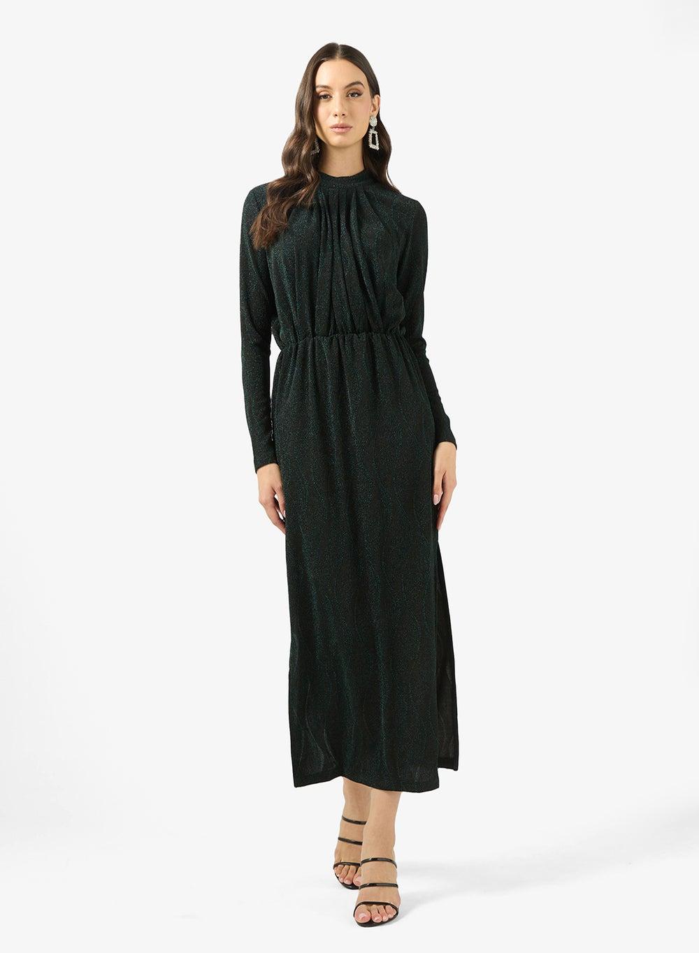YAS Dark Green High Neck Maxi Dress 26024279 - Image 1