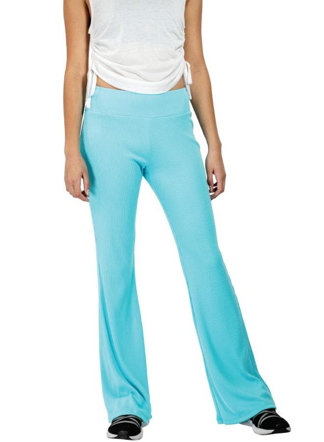 Aqua Ribbed Bootcut Pants High-Rise Flared Fit - Image 1