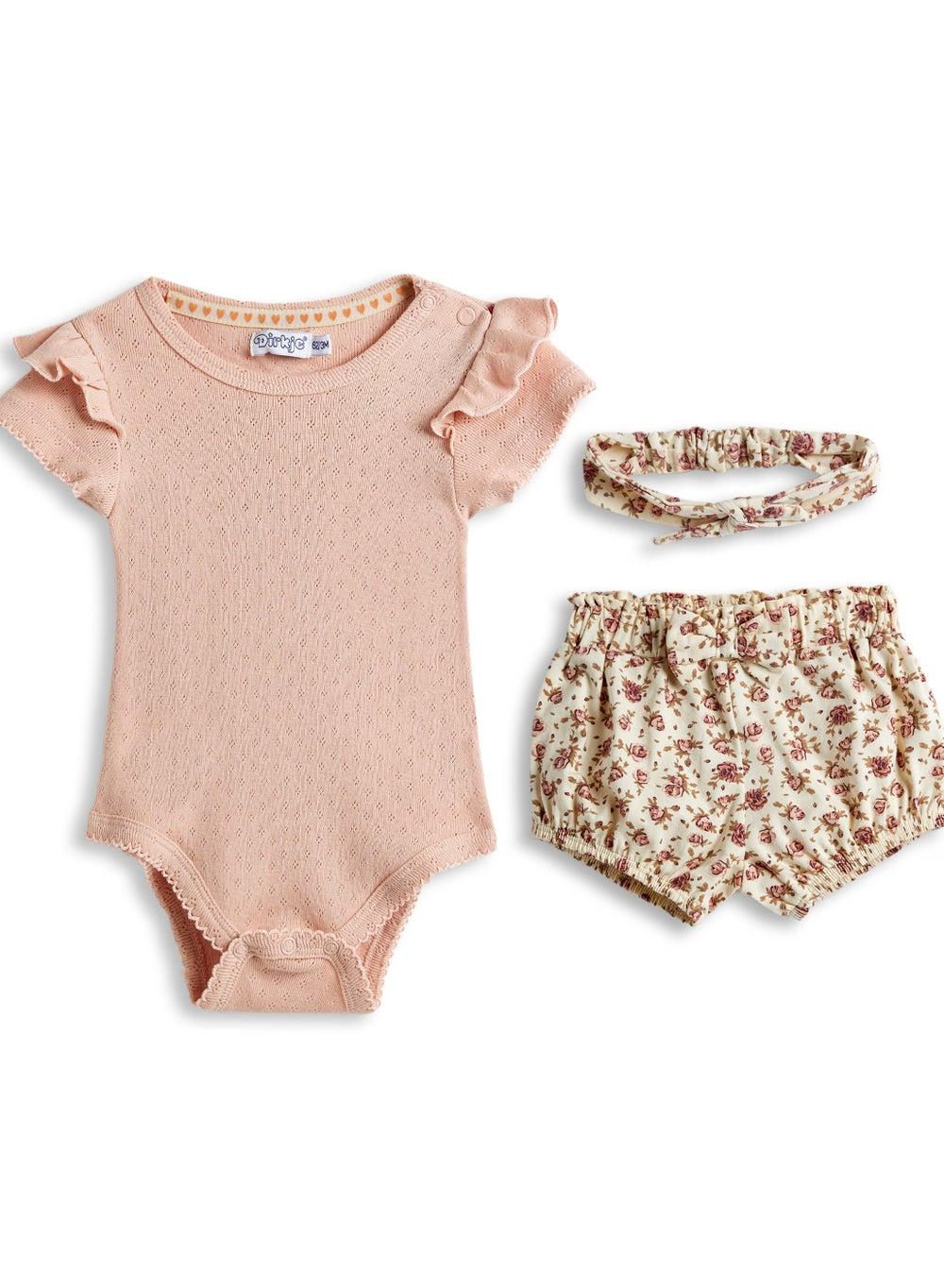 Dirkje Baby Girl Cotton Babysuit & Headband Set - Image 1