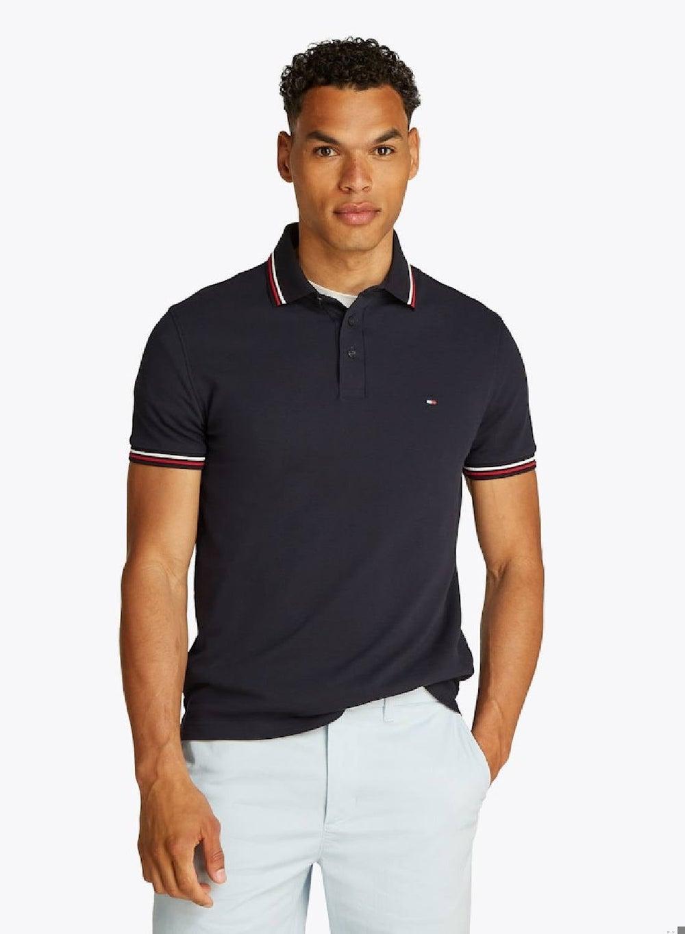 Tipped Slim Polo Shirt DW5 Desert Sky - Image 1