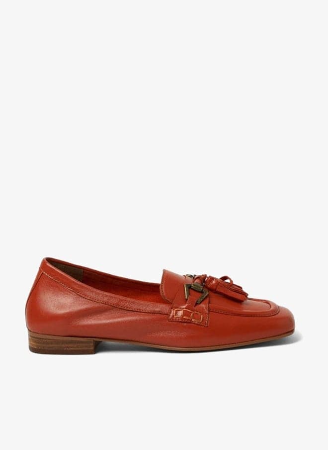 Women's Orange Flat Moccasins Classic Slip-On Comfort - Image 1