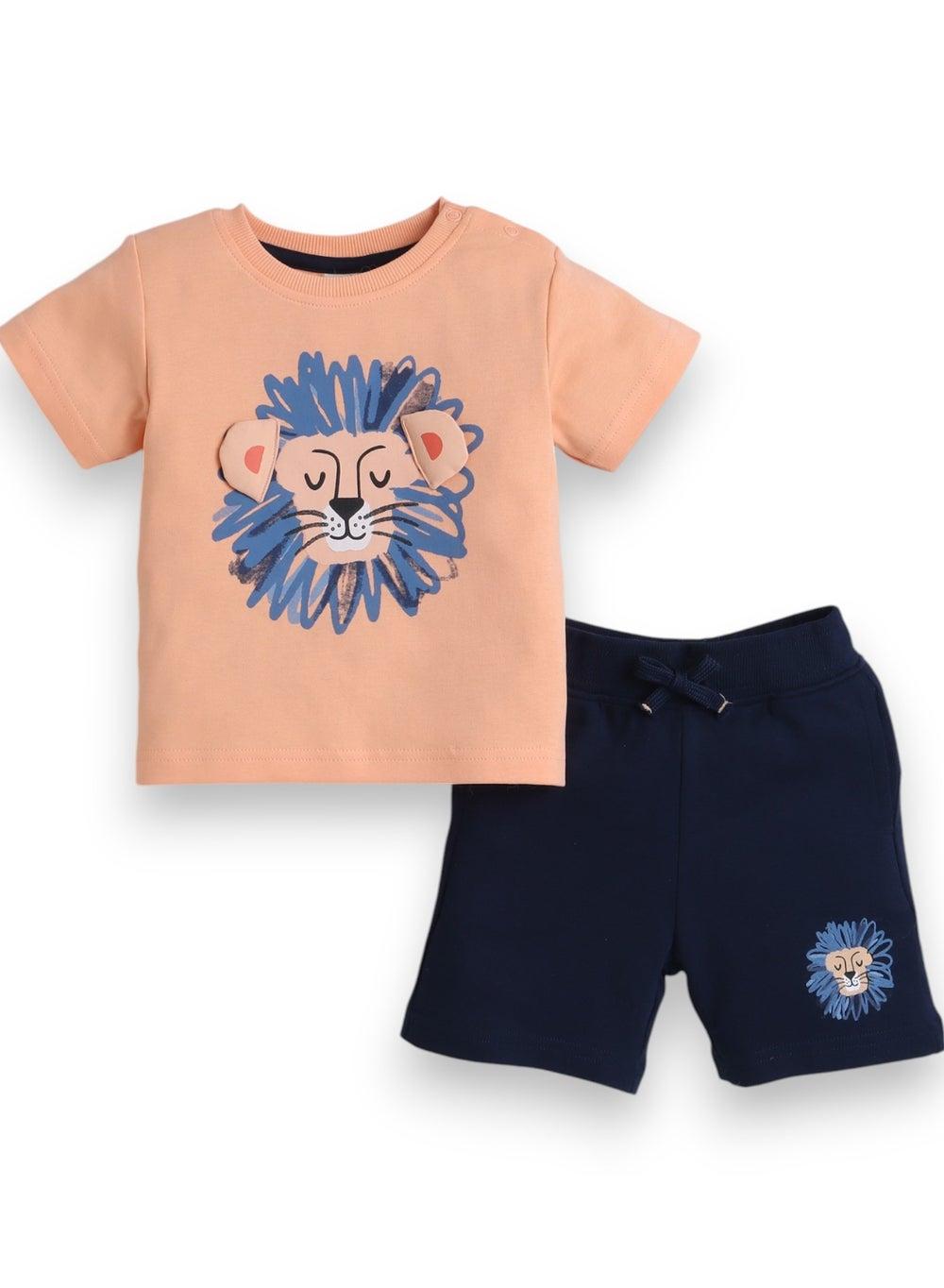Victor and Jane Infant 2PC Tiger Tee & Shorts Set - Image 1