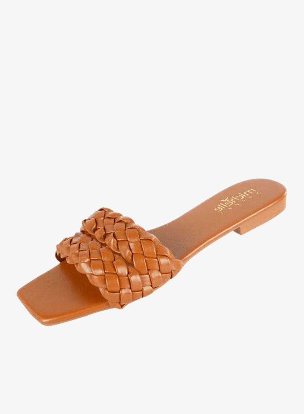 Michelle Morgan 092-2283 Tan Flat Mule Sandals - Image 1