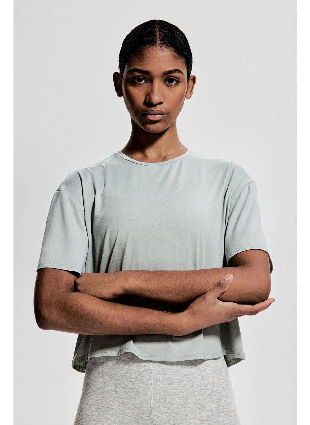 DryMove™ Boxy Cropped Sports Top Light Sage - Image 1