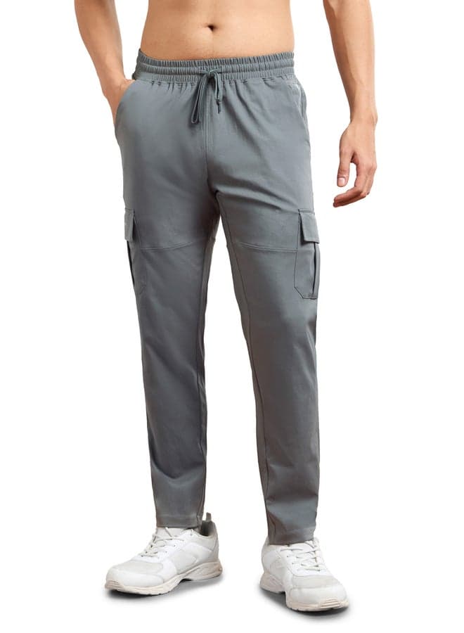 Men’s Solid Grey 2-Way Stretch Cargo Pants 7015049114 - Image 1