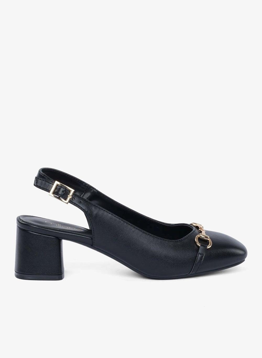 Hayat Black Slingback Block Heel Pumps - Image 1