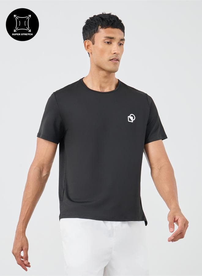 Super Stretch Logo Regular Fit Black T-Shirt - Image 1
