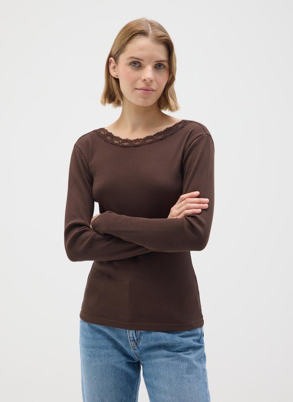 Brown Pure Cotton Regular Fit Sweater - Image 1