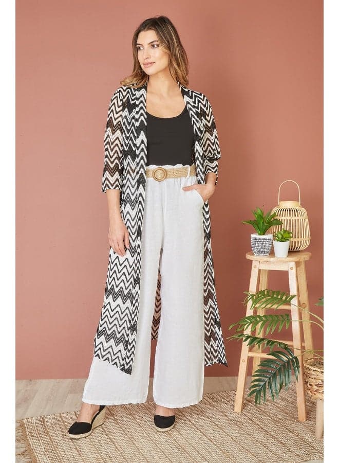 Zig Zag Crochet Long Kimono Cover-Up - Image 1