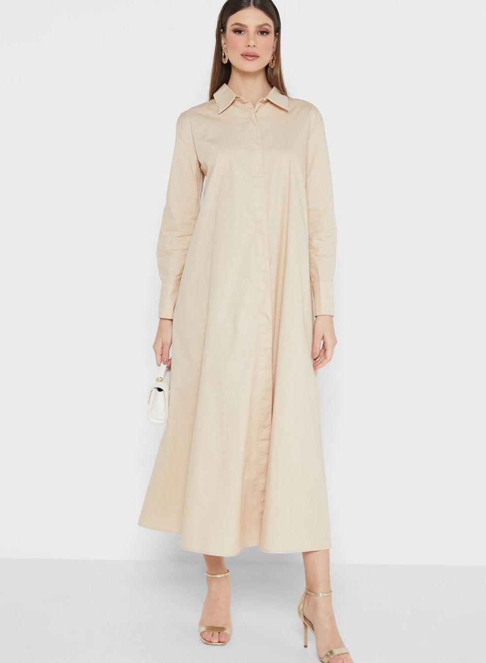 Relaxed Cotton Midi Shirt Dress W2910307 - Image 1