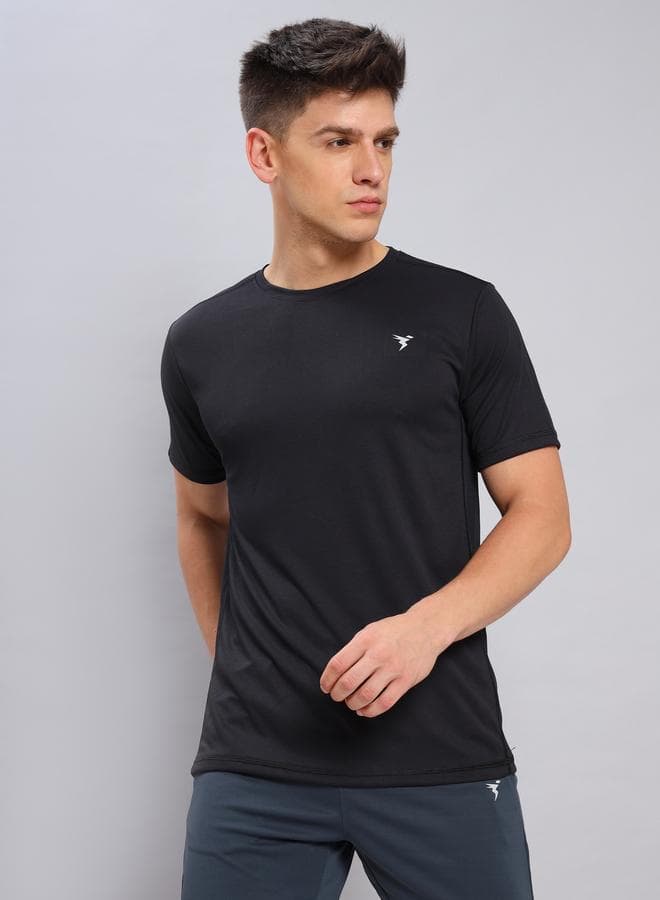 Technosport Slim Fit Crew Neck Black T-Shirt - Image 1
