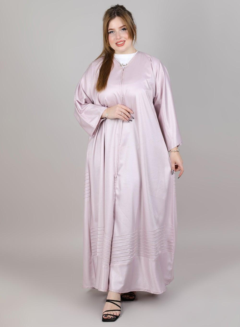 MSquare Pink Korean Nida Pleated Maxi Abaya - Image 1