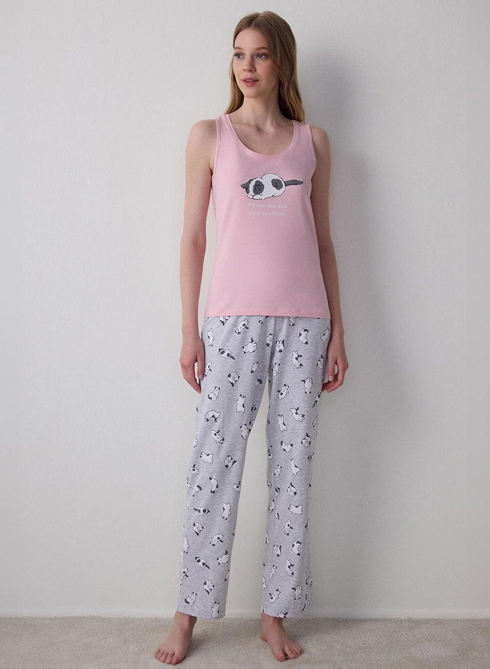 Penti Mix Pink Cotton Tank Pyjama Set Pnortt2P25Sk - Image 1