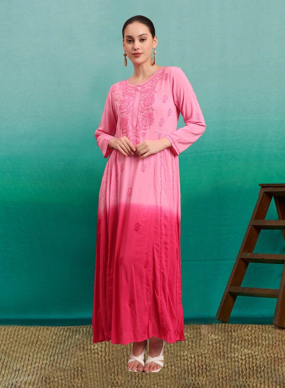 Ombre Chikankari Modal Jalabiya AL4018 - Image 1