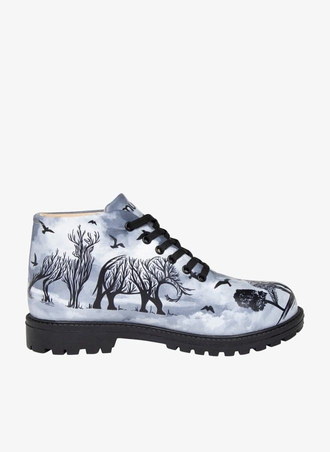Abstract Life Grey Animal Print Ankle Boots - Image 1