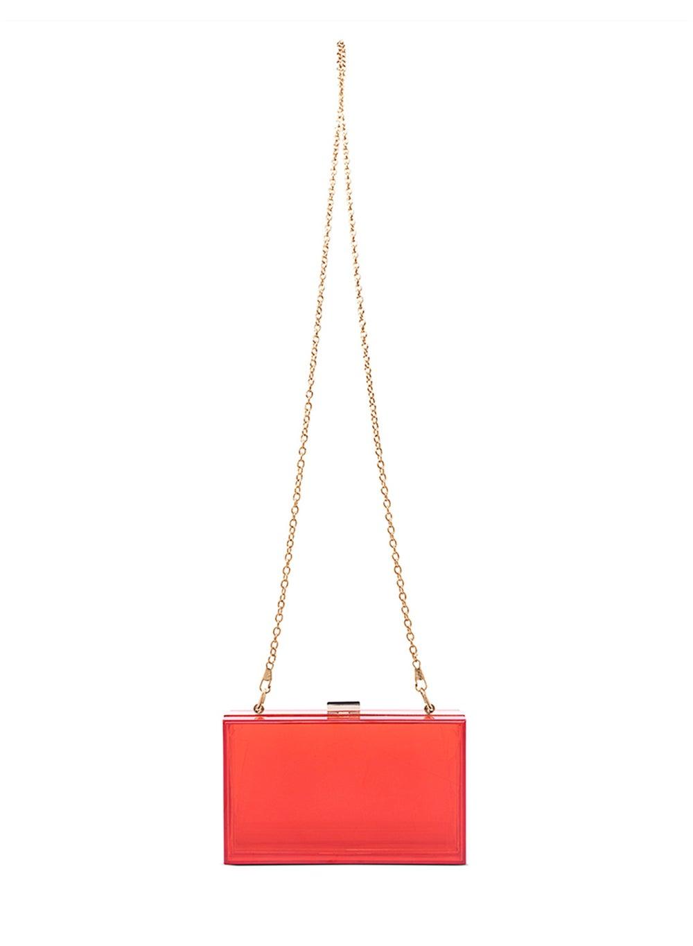 Red Transparent Rectangle Clutch Bg5450 - Image 1