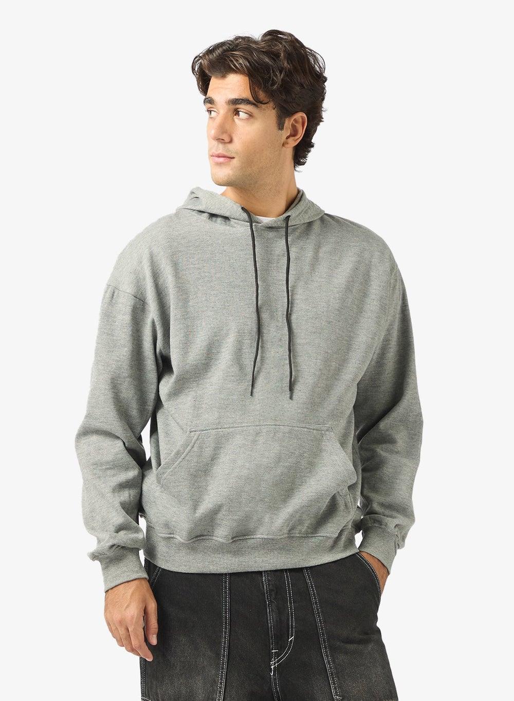 Adnhd133 Grey Graphic Print Casual Hoodie - Image 1