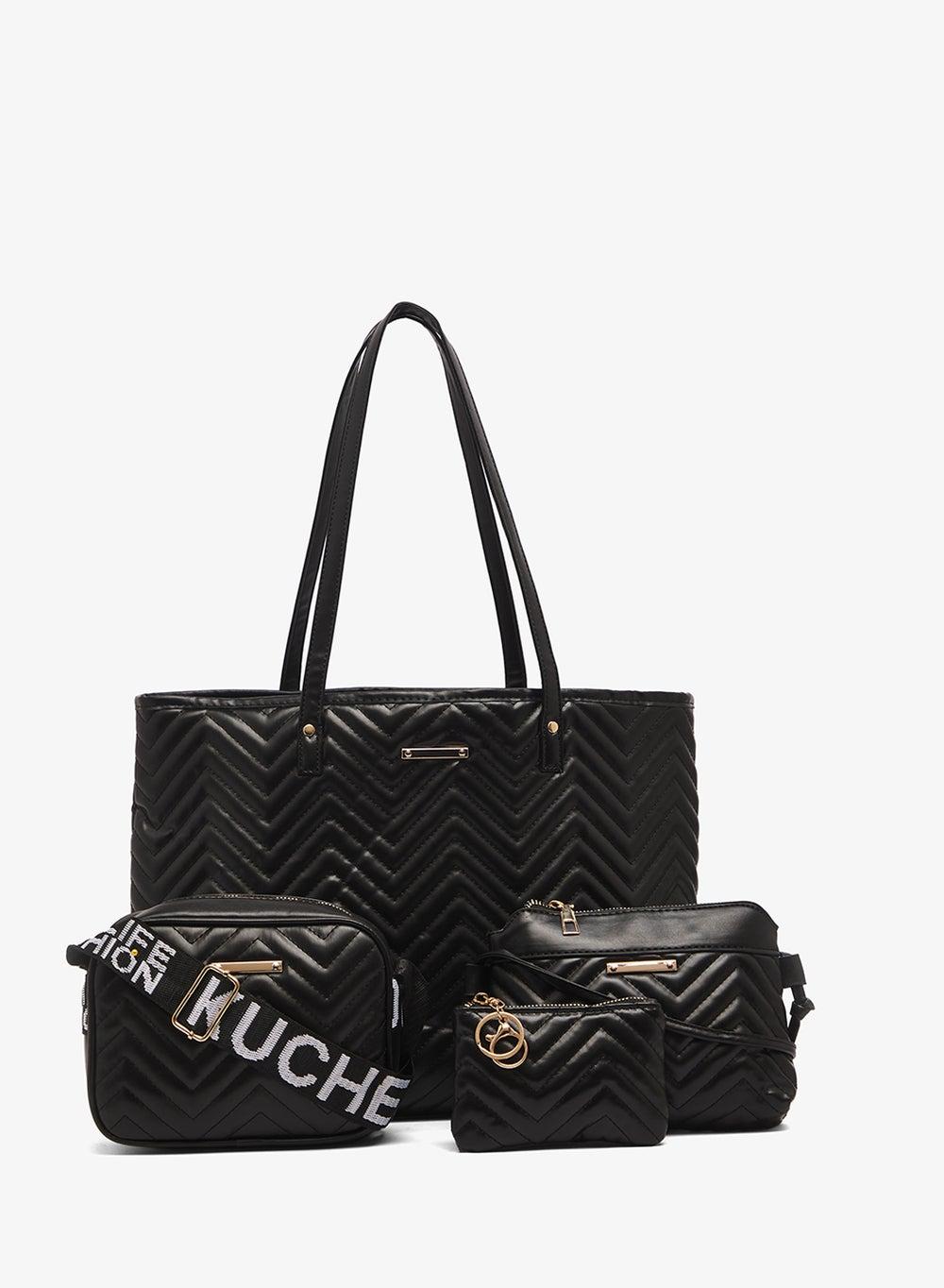 Black Quilted Zip Tote Bag Y250803004 - Image 1