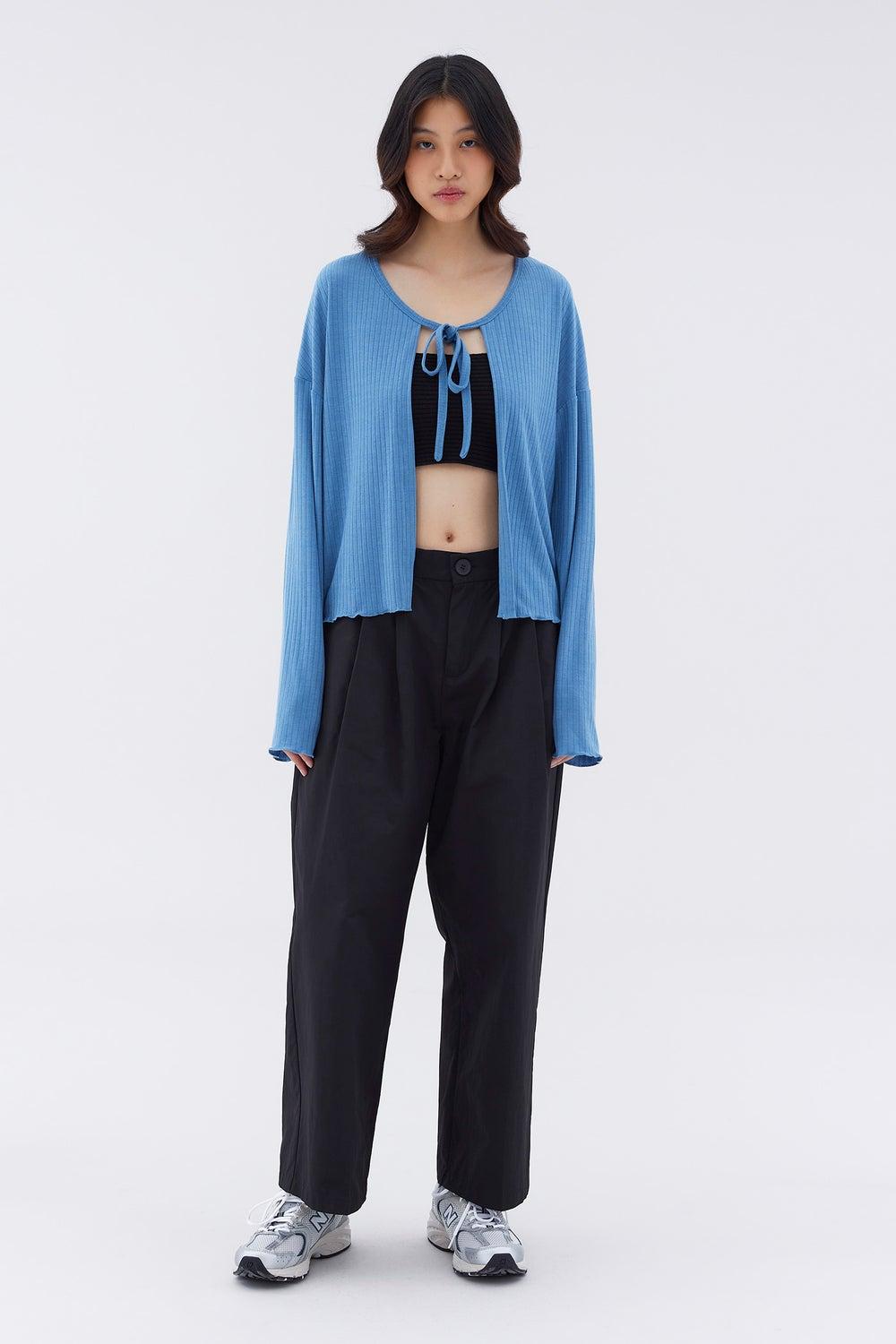 Osmo Front Tie Ribbed Cardigan Top - Image 1