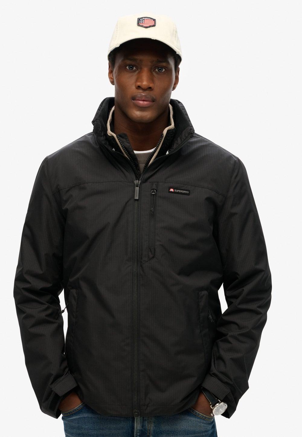Jet Black Relaxed Fit Logo Windbreaker Jacket - Image 1