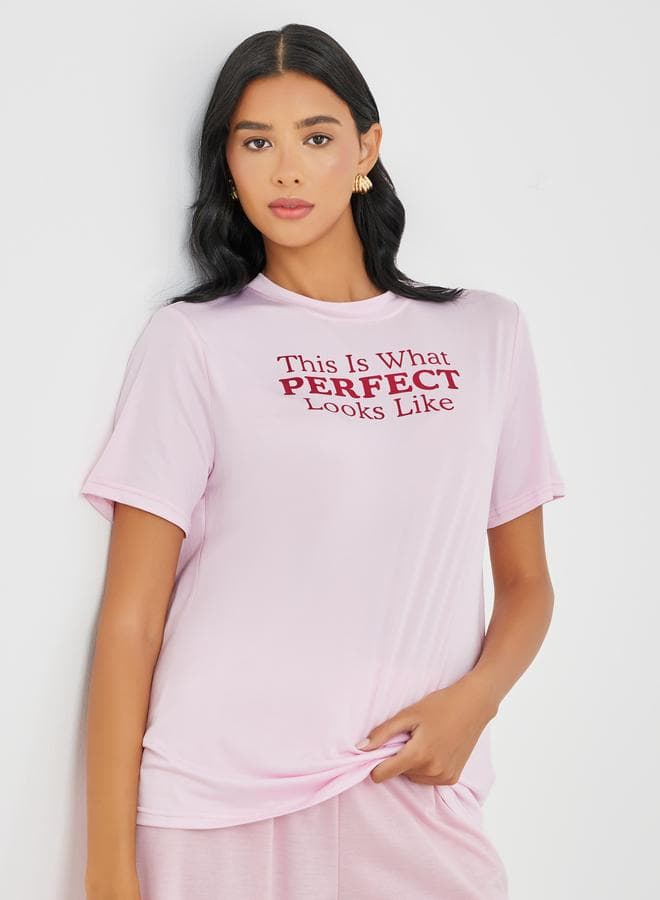 Take Two Slogan Pink Oversized Graphic T-Shirt - Image 1