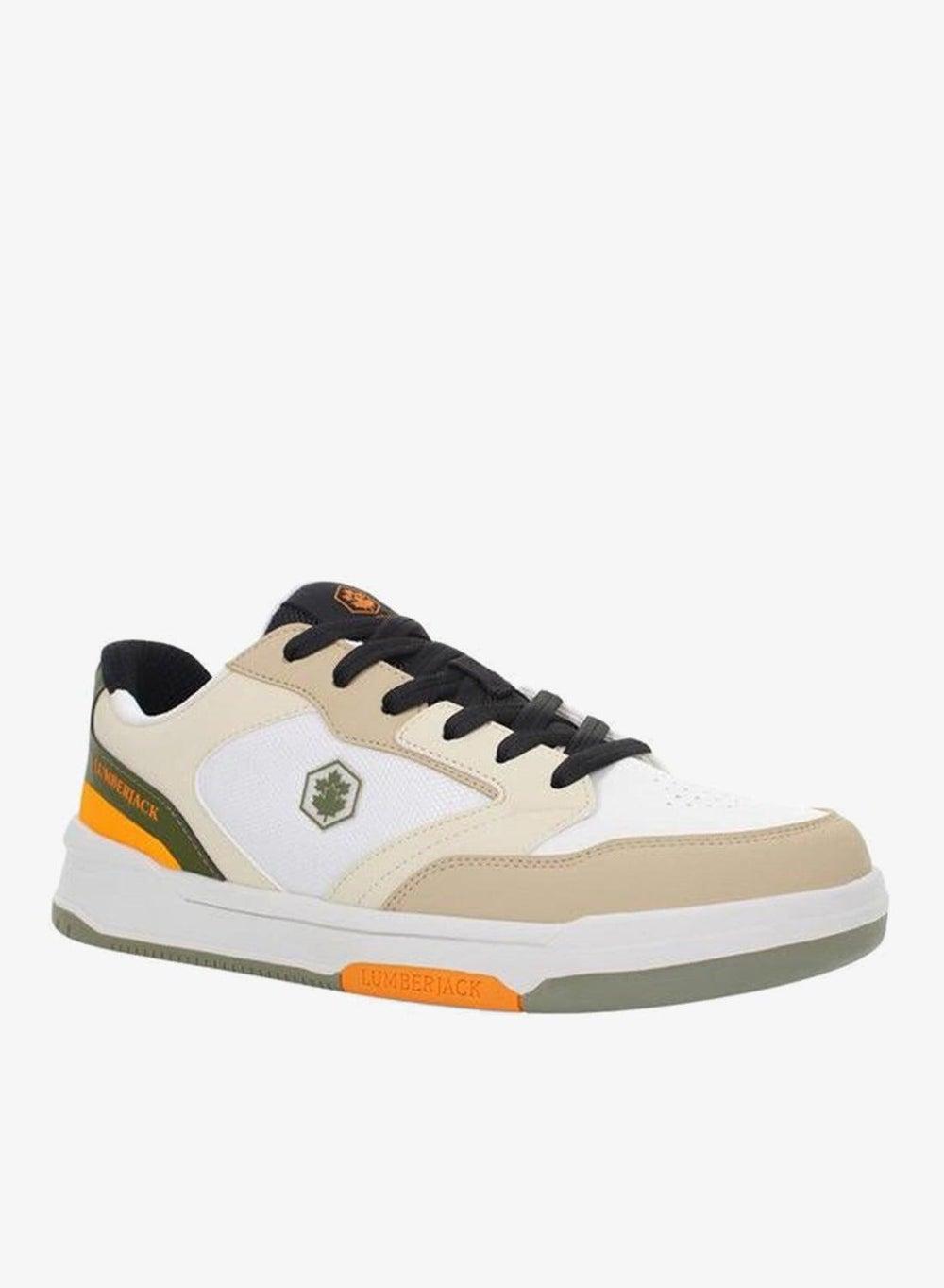 OWLY Men’s White Panelled Lace-Up Sneakers - Image 1
