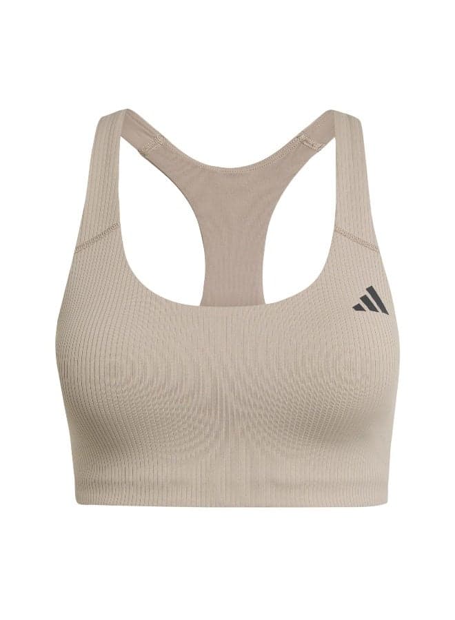Powerimpact Rib Medium Support Training Bra Chalky Brown - Image 1
