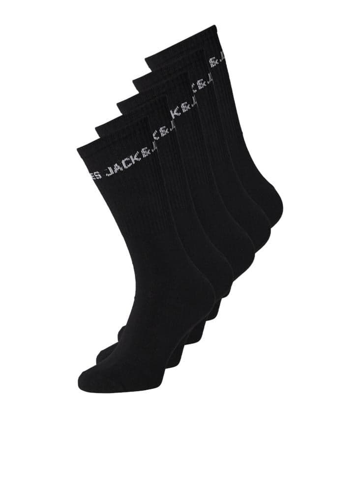 Youth Tennis Socks 5-Pack Cotton Blend Black - Image 1