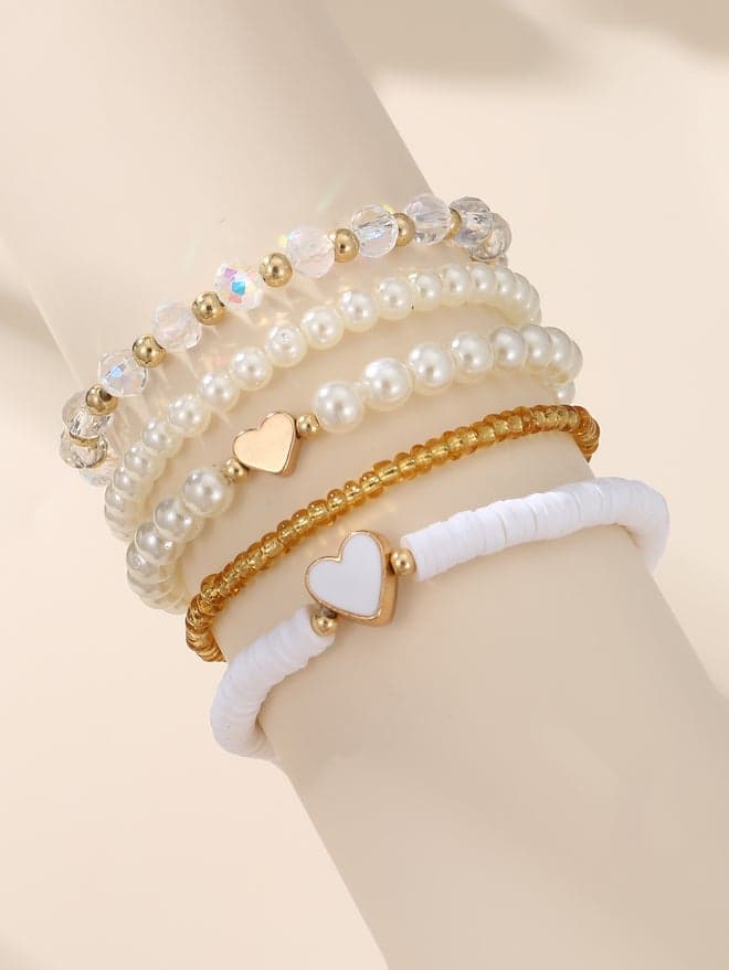 Take Two Set of 5 Embellished Beaded Bracelets - Image 1
