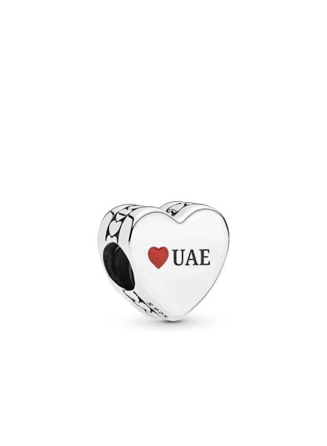 UAE Heart Charm in Sterling Silver Red Enamel - Image 1