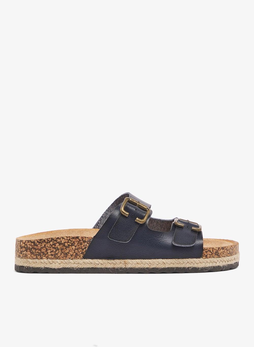 Navy Cork Flat Sandals F12086Cm1 - Image 1