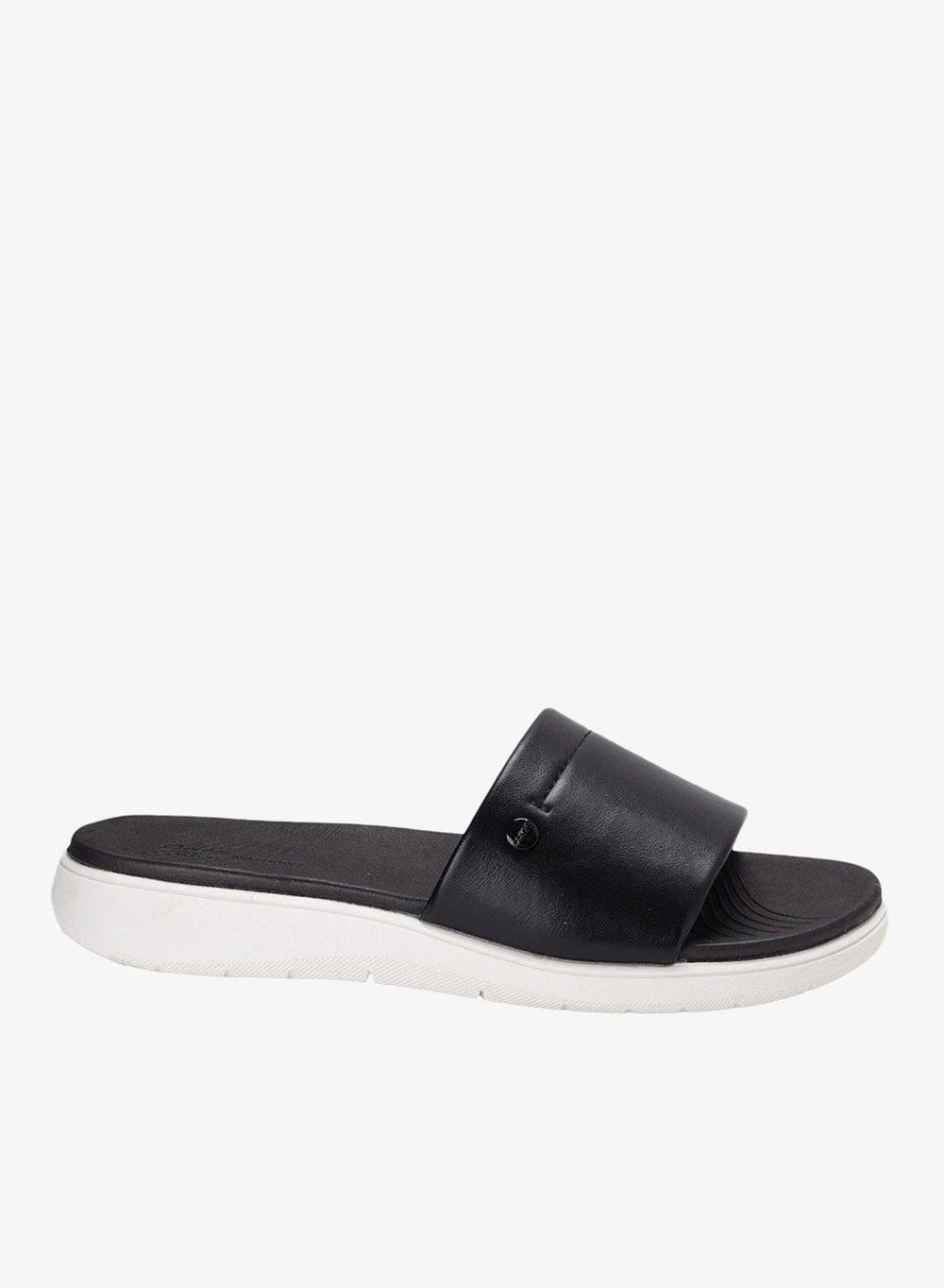 Bata Black Wide Fit Flat Slip-On Sandals - Image 1