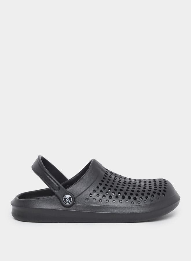 Black Solid Ankle Strap Clogs for Men - Image 1