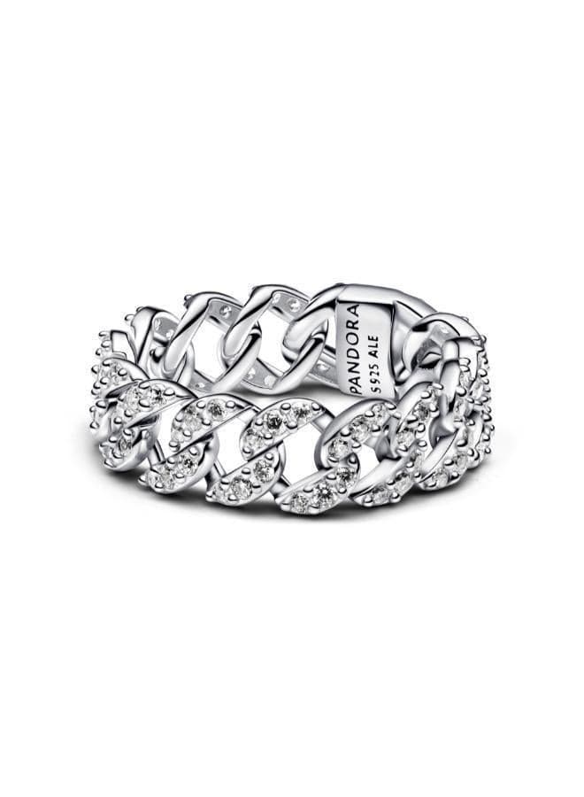 Pandora Pavé Cuban Chain Ring in Sterling Silver - Image 1