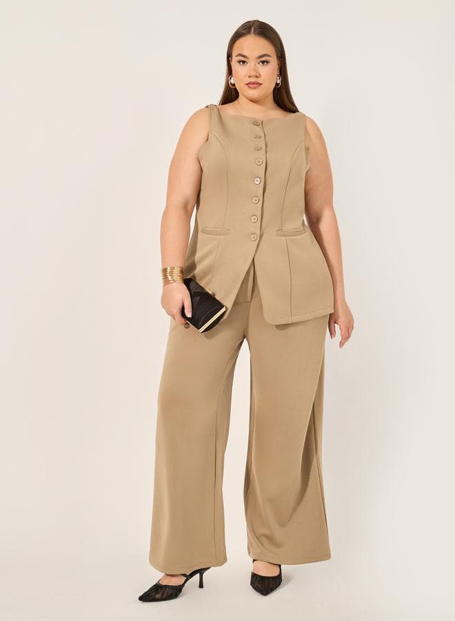 High-Rise Wide Leg Tailored Trousers 7011807005 - Image 1