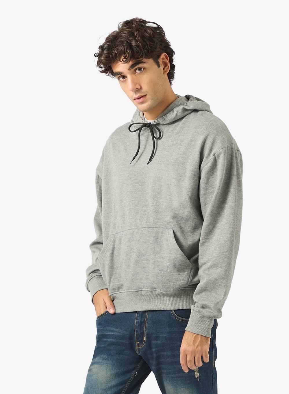 Grey Graphic Print Hoodie Adnhd109 Casual Fit - Image 1