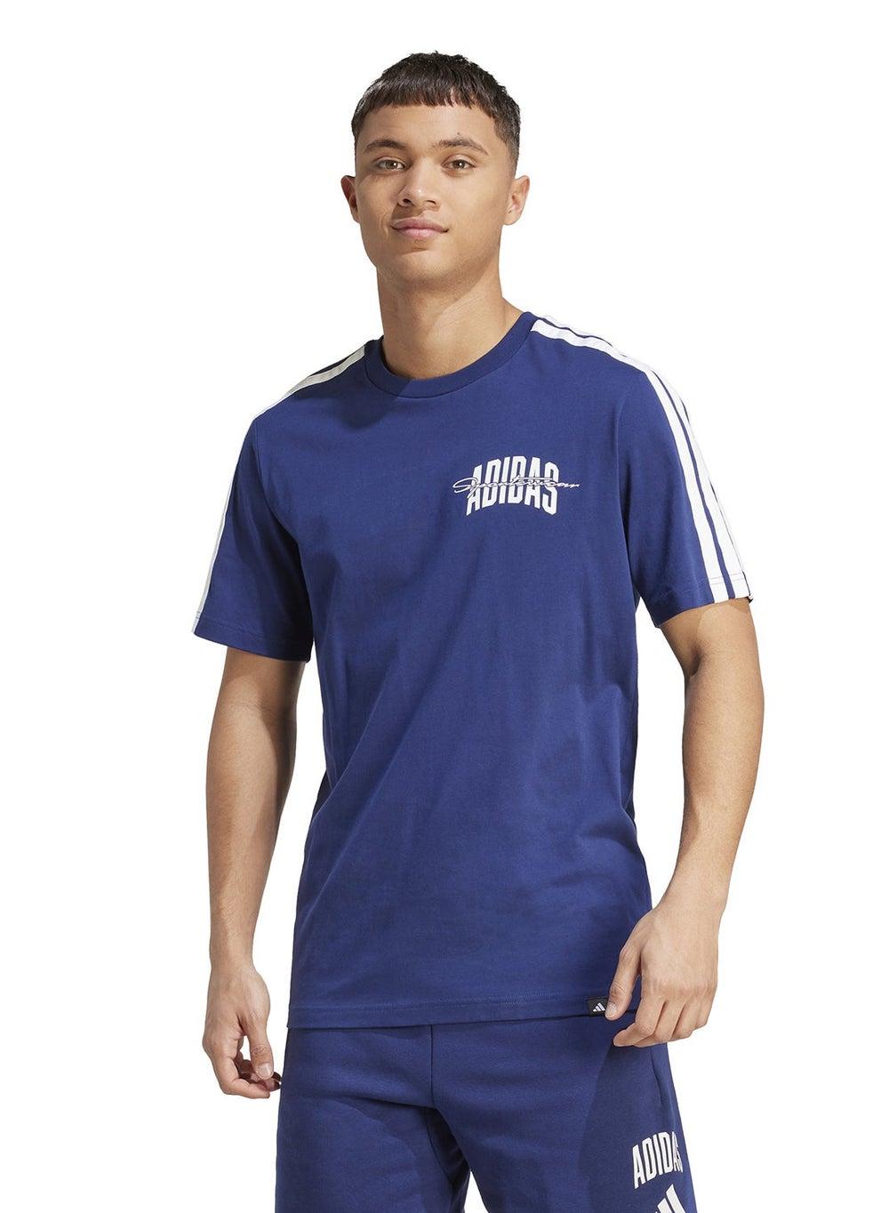Collegiate Script Cotton T-Shirt JM6420 DKBLUE - Image 1