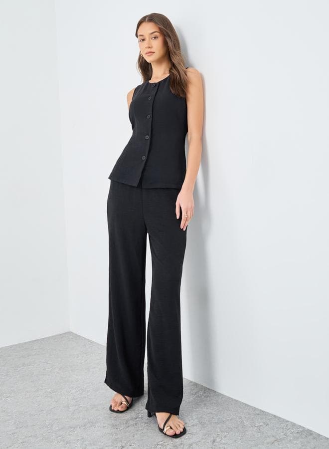 Styli Black Buttoned Co-Ord Set for Women - Image 1