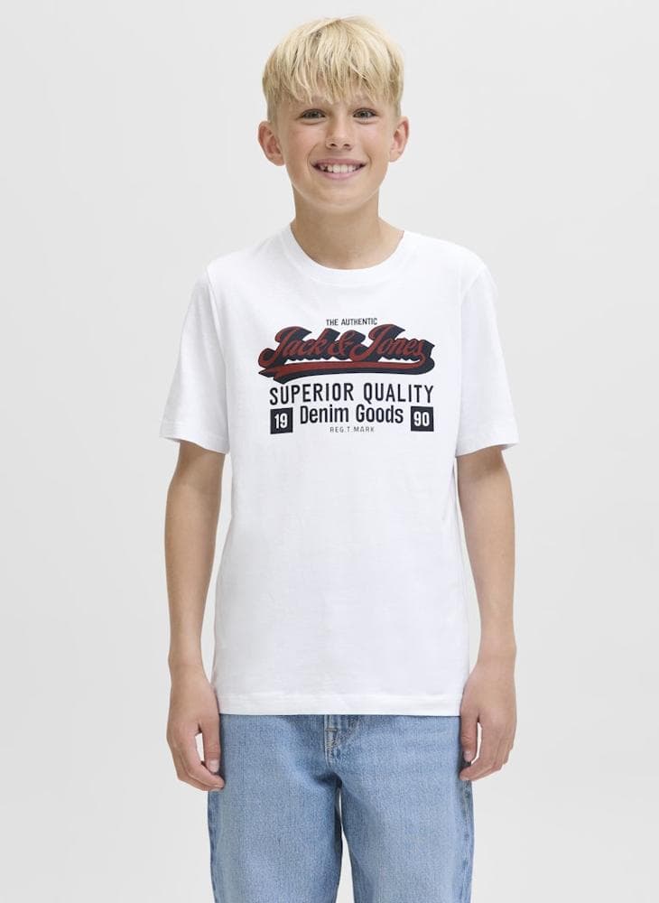 Boys Log Crew Neck Organic Cotton T-Shirt 12280070 - Image 1