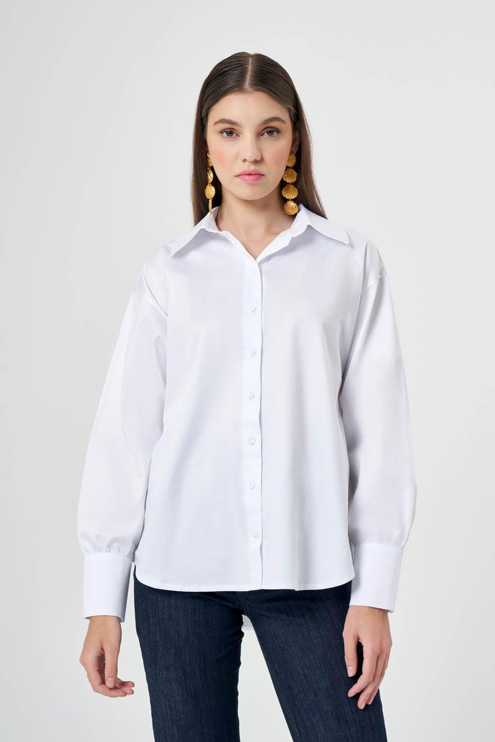 Classic White Poplin Shirt – Timeless Modest Fit - Image 1