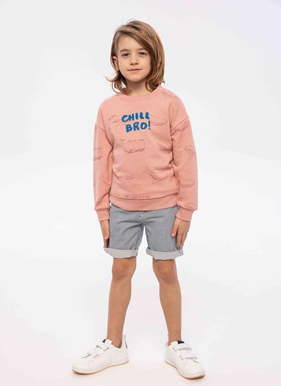 Boys Salmon Tonal Print Crew Sweatshirt Classic Fit - Image 1