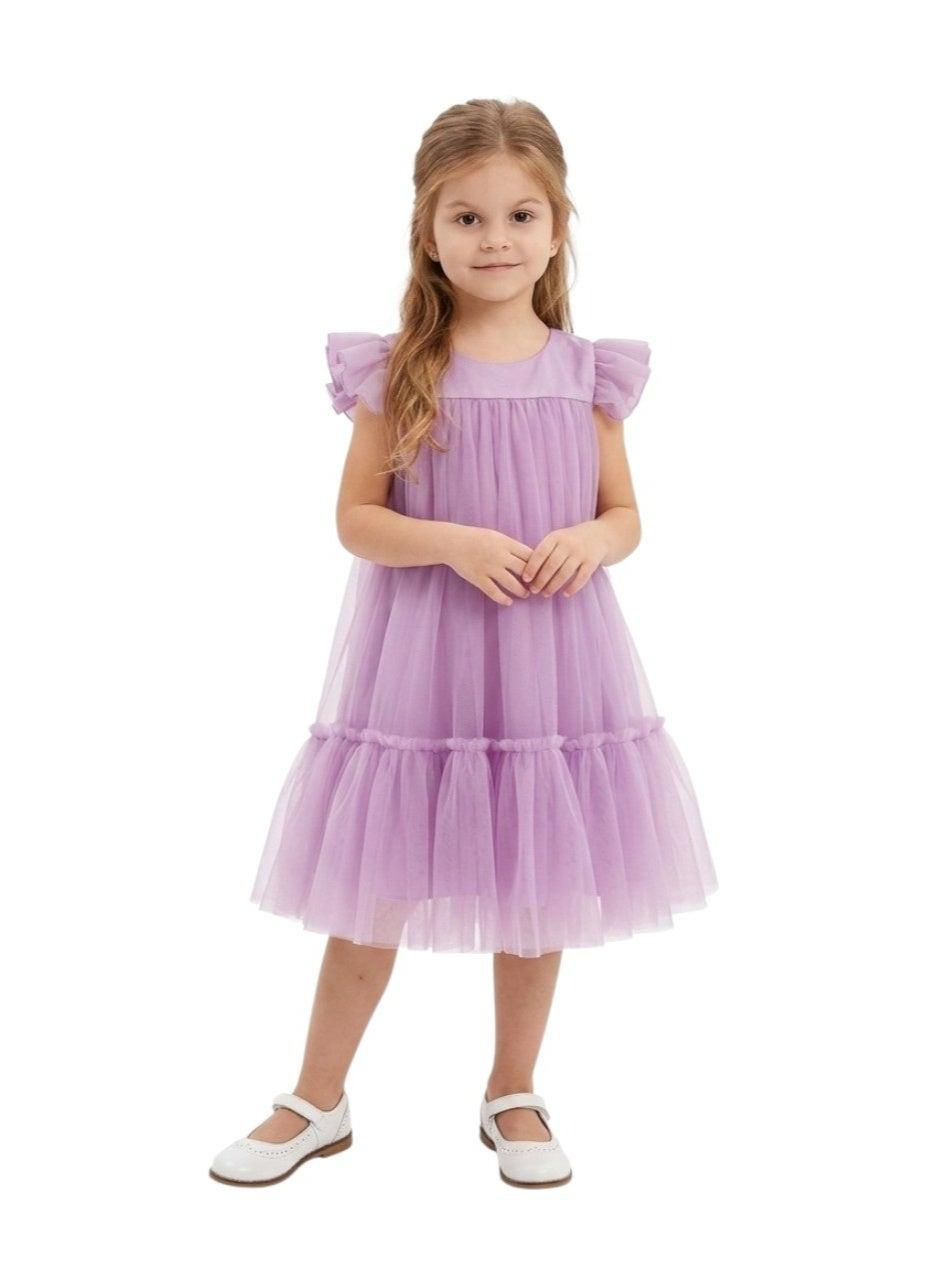 Lavender Tulle Flounce Midi Dress - Image 1