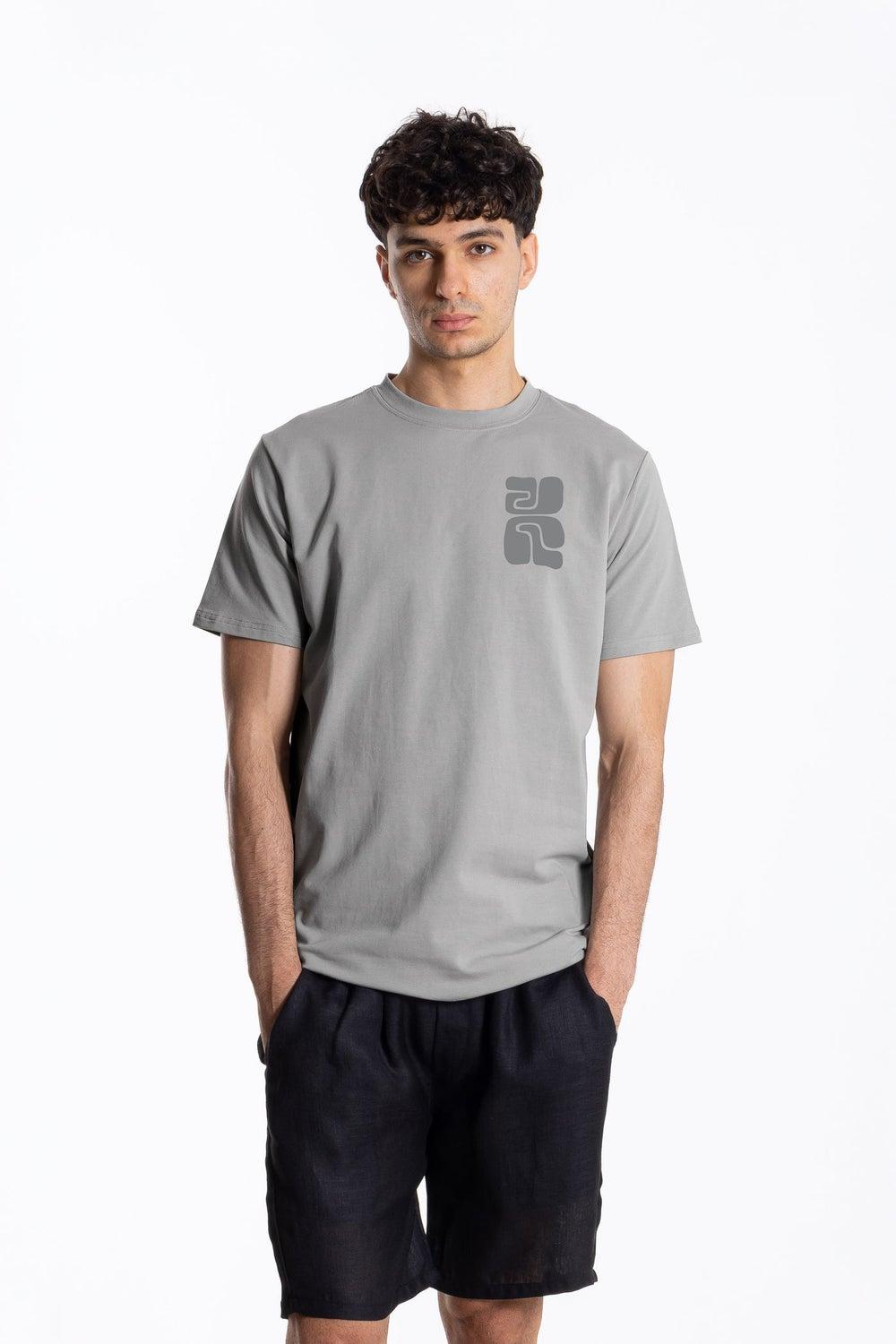 Contrast Printed Slim Fit Grey T-Shirt - Image 1