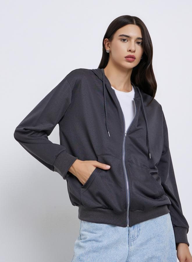 Take Two Grey Zip-Up Hoodie Regular Fit - Image 1
