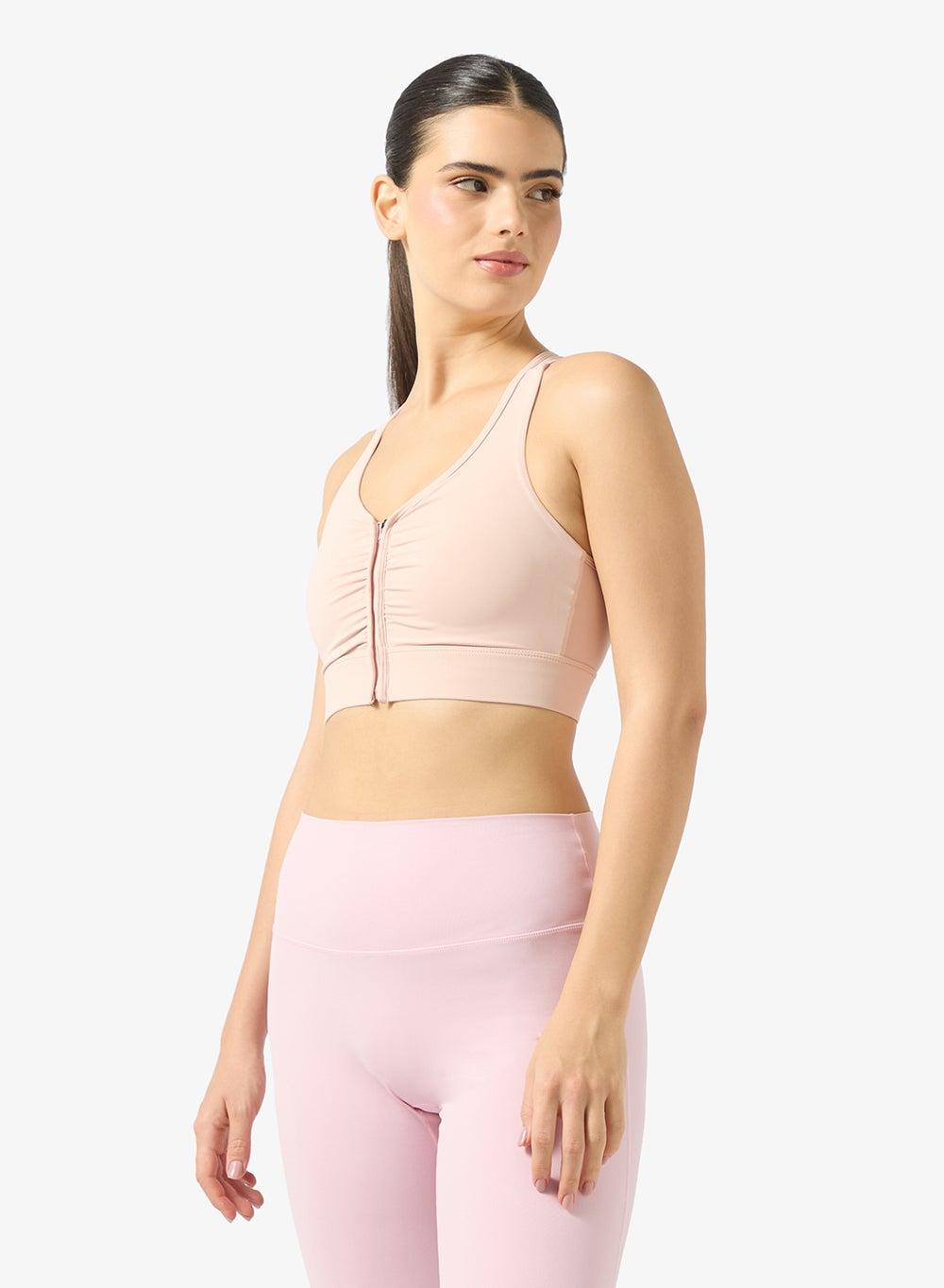 Pink Zip-Up Cutout Sports Bra Jymn162 - Image 1